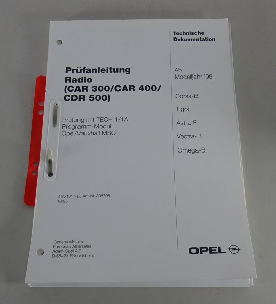 Werkstatthandbuch Prüfanleitung Opel Corsa B, Tigra, Astra F Radio ab Mj. 1996