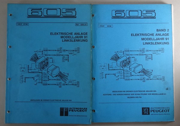 Werkstatthandbuch Peugeot 605 Elektrische Anlage | Linkslenkung Modelljahr 1991