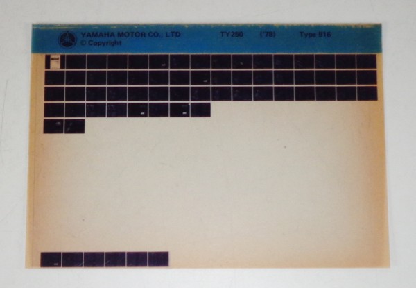 Microfich Parts Catalogue / Ersatzteilkatalog Yamaha TY 250 Stand 1978