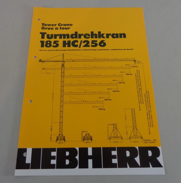 Datenblatt / Technische Beschreibung Liebherr Turmdrehkran 185 HC/256 von 1988