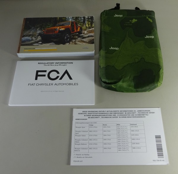 Bordmappe + Betriebsanleitung / Handbuch Jeep Wrangler JL Stand 2018