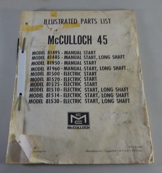 Zubehör-Katalog / Teilekatalog McCulloch 45 Stand 1967