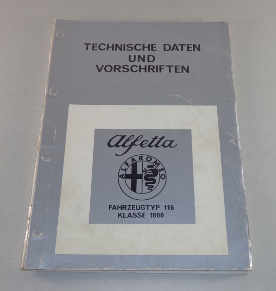 Werkstatthandbuch Technische Daten Prüfwerte Alfa Romeo Alfetta Typ 116 St. 1976
