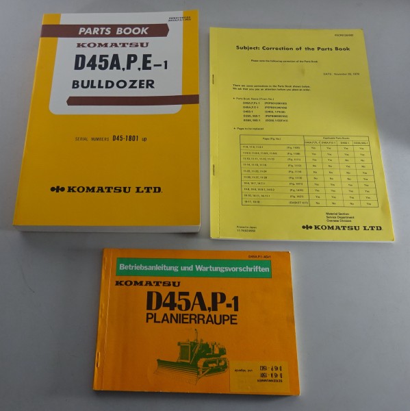 Betriebsanleitung + Teilekatalog Komatsu Planierraupe D 45 A, P-1 Stand 1979