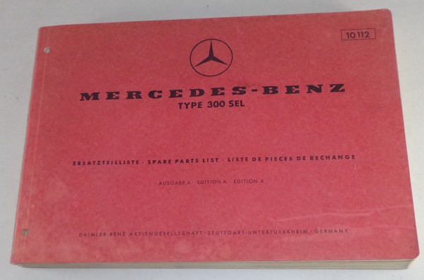 Teilekatalog Mercedes Benz W109 300 SEL Stand 01/1966