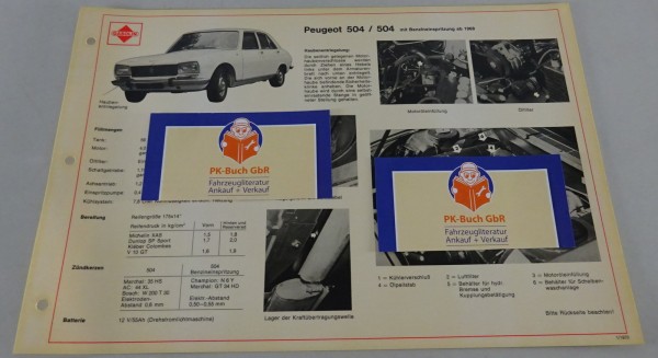 Gasolin Schmierplan für Peugeot 504 / 504 mit Benzineinspritzung ab 1968