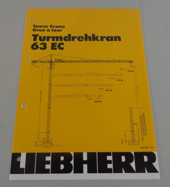 Datenblatt / Technische Beschreibung Liebherr Turmdrehkran 63 EC von 06/1984