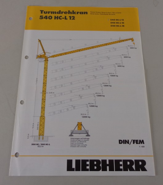 Datenblatt / Technische Beschreibung Liebherr Turmdrehkran 540 HC-L 12 von 2004