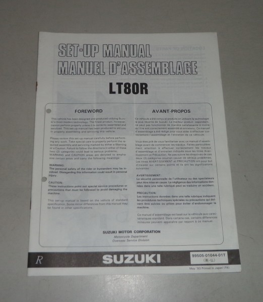 Montageanleitung / Set Up Manual Suzuki LT 80 Stand 05/1993