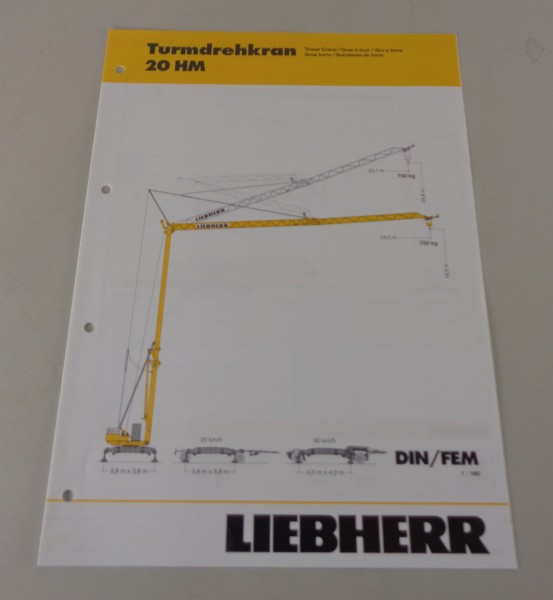 Datenblatt / Technische Beschreibung Liebherr Turmdrehkran 20 HM von 04/2003