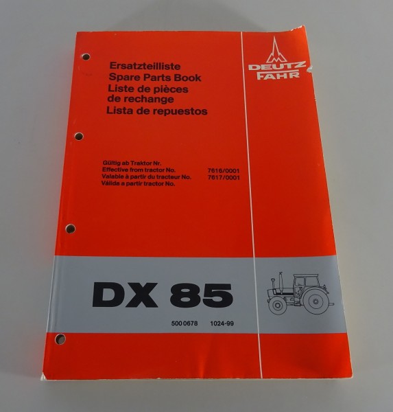 Teilekatalog / Ersatzteilliste Deutz Traktor DX 85 Allrad Stand 02/1978
