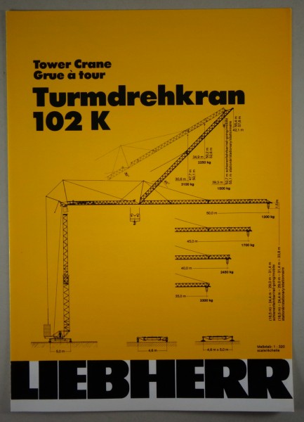 Datenblatt / Data sheet Liebherr „Turmdrehkran 102 K" Stand 08/1988
