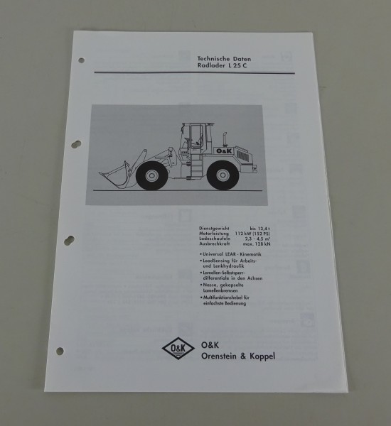 Prospekt / Broschüre O&K Radlader L25 C Technische Daten Stand 03/1998