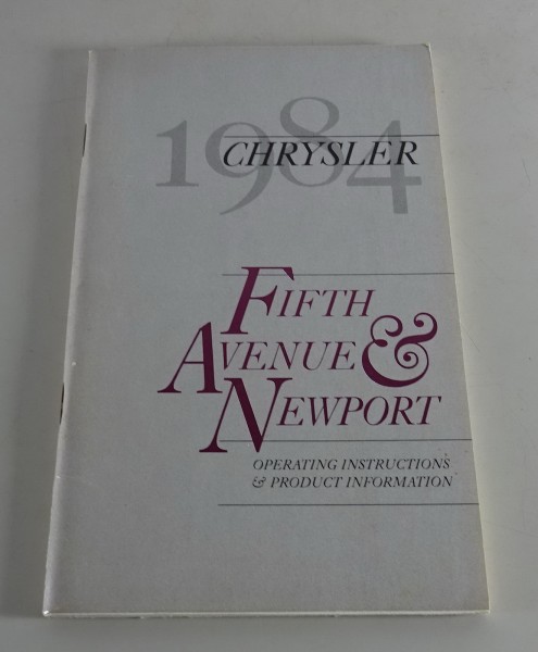 Owner´s Manual / Handbook Chrysler Fifth Avenue & Newport Stand 1984
