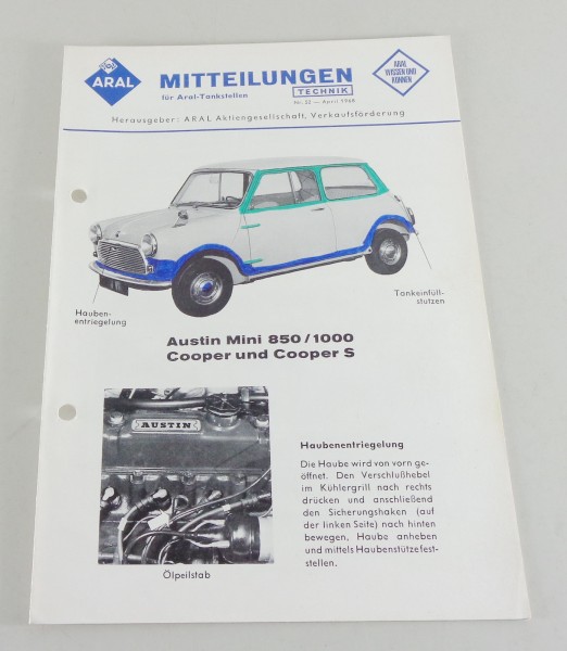 Service Mitteilung Aral Austin Mini 850 / 1000 Cooper und Cooper S von 04/1968