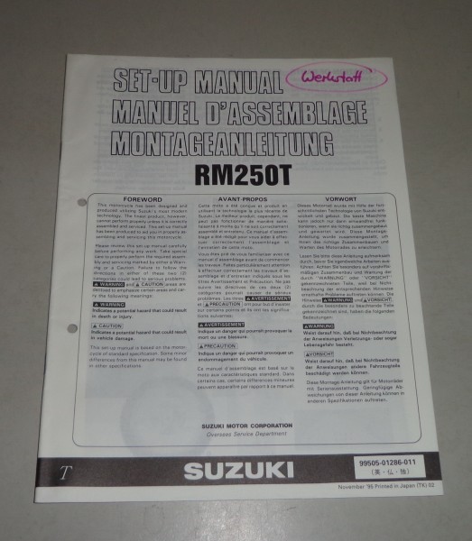 Montageanleitung / Set Up Manual Suzuki RM 250 Stand 11/1995