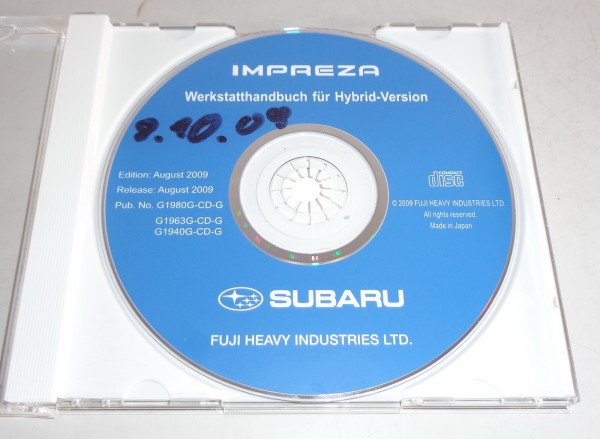 Werkstatthandbuch auf CD Subaru Impreza Hybrid - Version Stand 08/2009