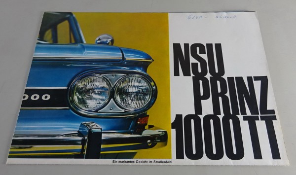 Faltprospekt / Broschüre NSU Prinz 1000 TT Stand 1965