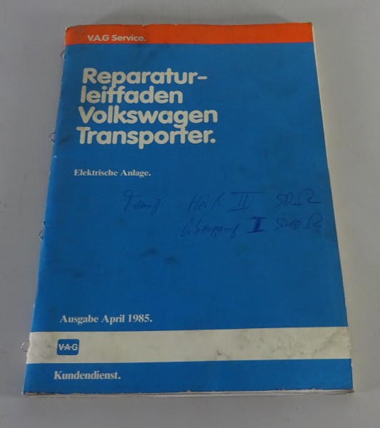 Werkstatthandbuch Volkswagen VW Transporter Bus T3 Elektrische Anlage Stand 1985