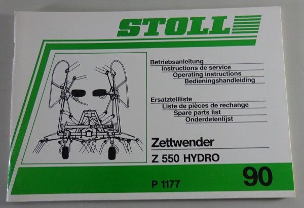 Teilekatalog / Betriebsanleitung Stoll Zettwender Z 550 Hydro Stand 1990