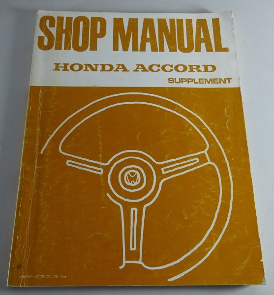 Workshop Manual Supplement Honda Accord from 11/1976