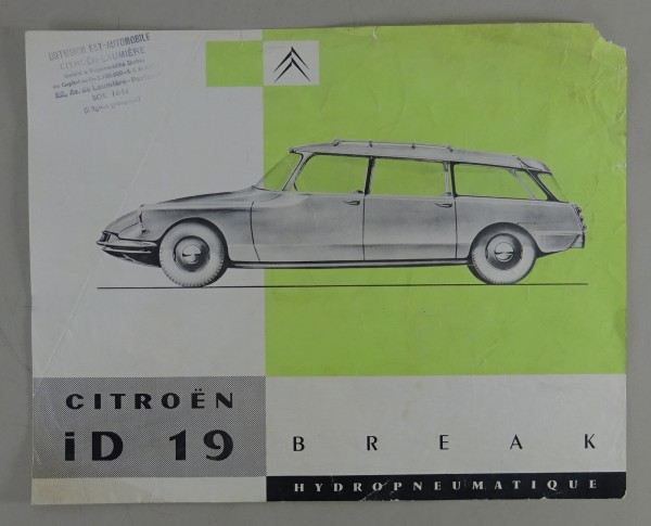 Prospektblatt / Broschüre Citroen ID 19 Break von 10/1959 auf frz.