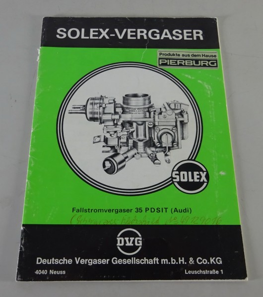 Handbuch Solex Fallstromvergaser 35 PDSIT (Audi) Stand 06/1979