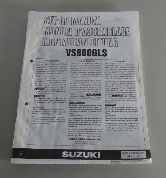 Montageanleitung / Set Up Manual Suzuki VS 800 GL Stand 09/1994