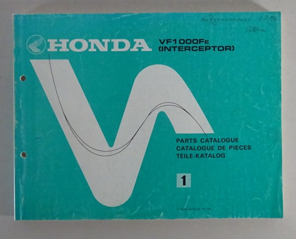 Teilekatalog / Parts List Honda VF 1000 V-Four Interceptor von 1983