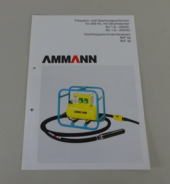 Prospektblatt / Broschüre Ammann Hochfrequenz-Innenvibratoren AVF 56 / 40