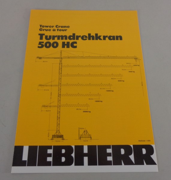 Datenblatt / Technische Beschreibung Liebherr Turmdrehkran 500 HC von 09/1983