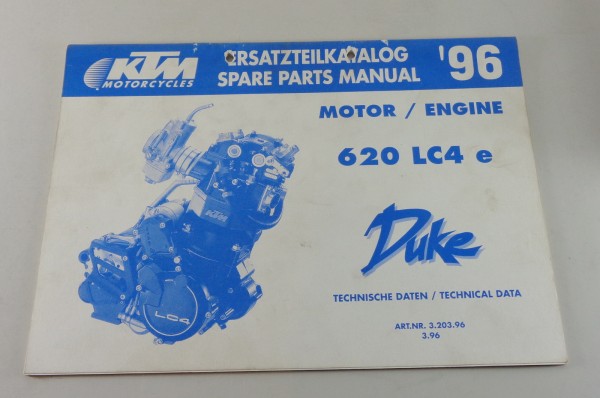 Teilekatalog Motor KTM 620 LC4 e Duke Modelljahr 1996 Stand 3/1996