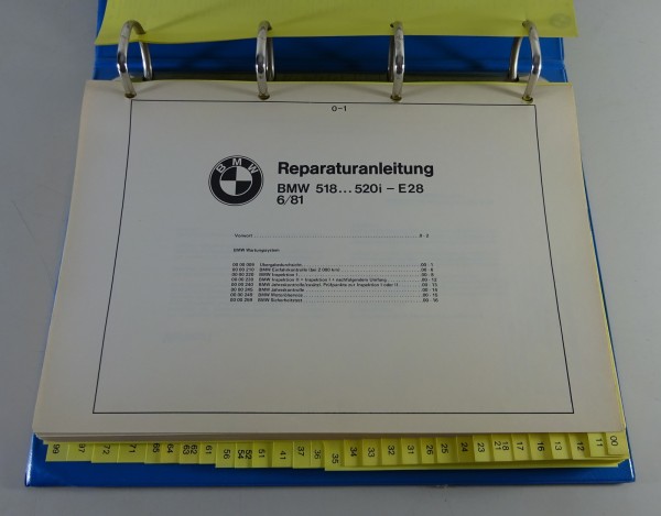 Werkstatthandbuch / Reparaturanleitung BMW 5er E28 518 ... 520i Stand 06/1981