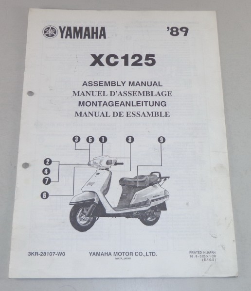 Montageanleitung / Set Up Manual Yamaha XC 125 von 1989