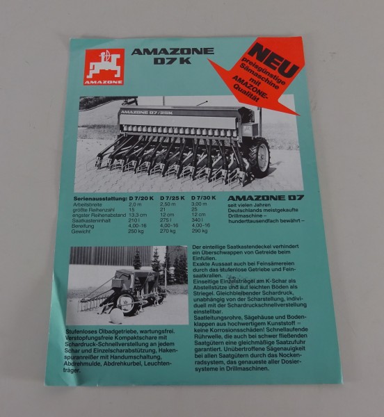 Prospekt / Broschüre Amazone Drillmaschine D7 K Stand 07/1983