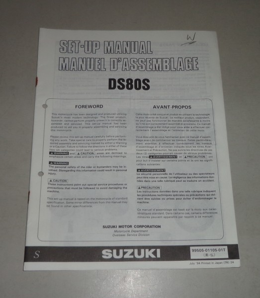Montageanleitung / Set Up Manual Suzuki DS 80 Stand 07/1994