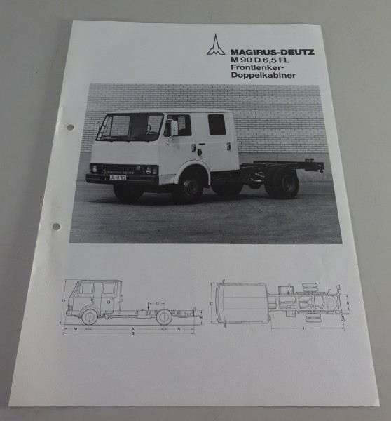 Prospektblatt Magirus-Deutz M 90 D 6,5 FL Frontlenker-Doka 70er Jahre