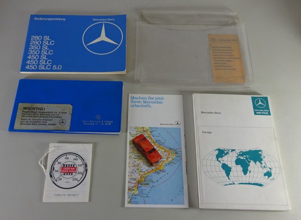 Bordmappe + Betriebsanleitung Mercedes R107 / C107 280-450 SL / SLC von 12/1977