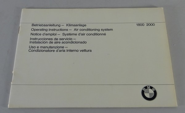 Zusatz - Betriebsanleitung BMW Klimaanlage für 1800 - 2000 Neue Klasse von 05/67