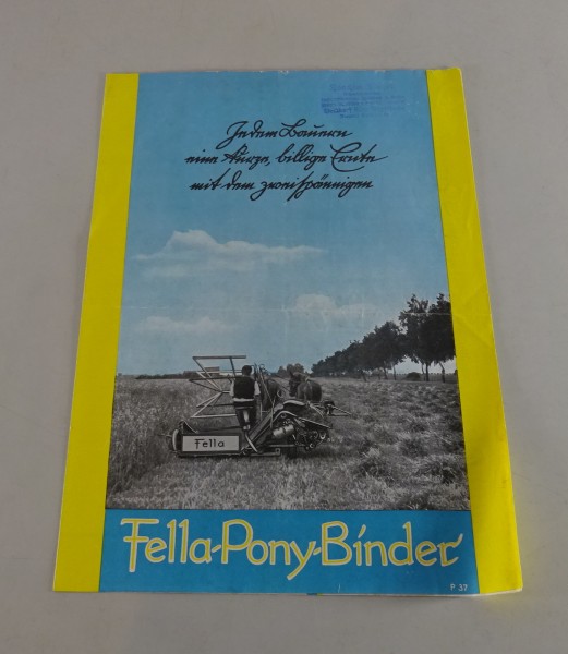 Prospekt / Broschüre Fella-Pony-Binder Stand 11/1936