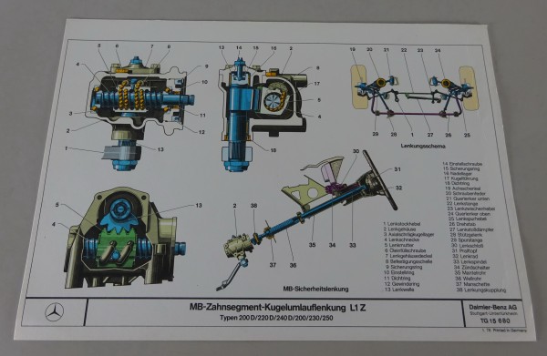 Schnittbild Mercedes-Benz Zahnsegment-Kugelumlauflenkung L1 Z Stand 01/1978