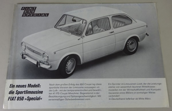 Prospekt / Prospektblatt | Fiat 850 Special Sportlimousine
