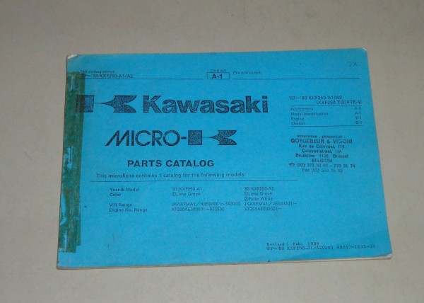 Teilekatalog / Ersatzteilliste / Parts List Kawasaki KXF 250 A 1 von 1987