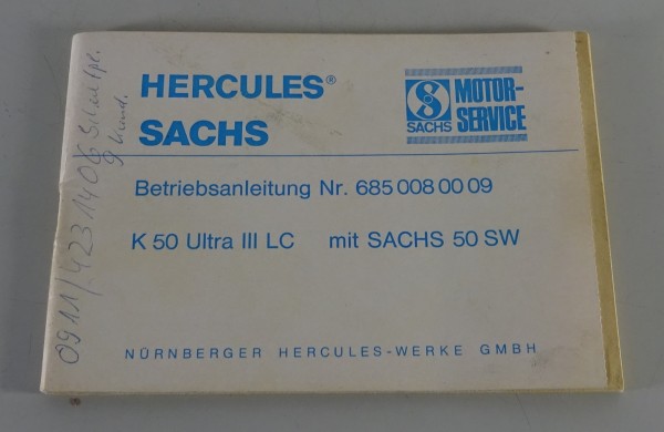 Betriebsanleitung / Handbuch Hercules K 50 Ultra III LC mit Sachs 50 SW