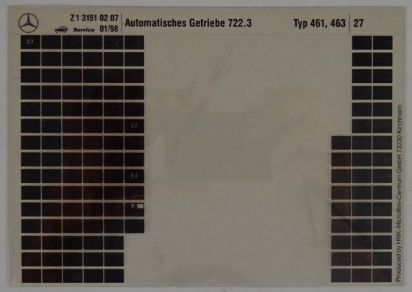 Microfich Werkstatthandbuch Mercedes G-Klasse W461, W463 Autom. Getriebe 01/1994