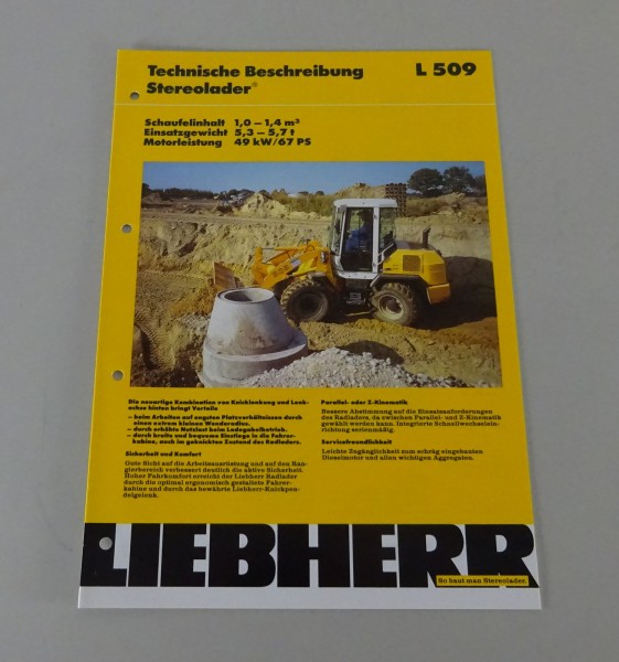 Prospekt / Broschüre Liebherr Radlader L 509 Technische Daten Stand 03/1995