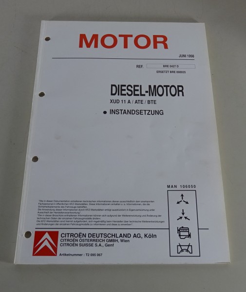 Werkstatthandbuch Citroen XM Diesel-Motor 2,1 D12 inkl. Turbo Stand 08/1998