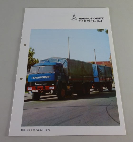 Prospekt Magirus-Deutz LKW 310 D 22 FLL 6x4 Frontlenker Gliederzug Stand 08/1975