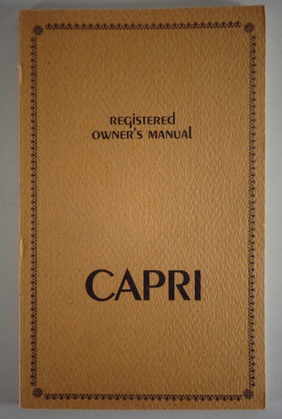 Betriebsanleitung / Owner's Manual Ford Capri I Stand 11/1970 englisch