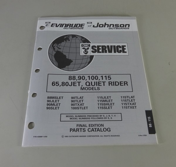 Teilekatalog Johnson Evinrude Outboards 88-115 / 65-80Jet /Quit Rider Models1993